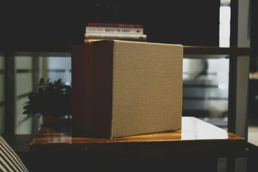 Cardboard moving box ready for an office move